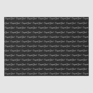 Papel De Seda Patrón de guión elegante en blanco y negro de feli