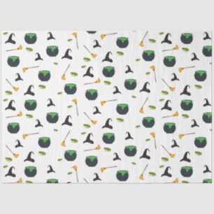 Papel De Seda Patrón de Halloween de Broom Caldron