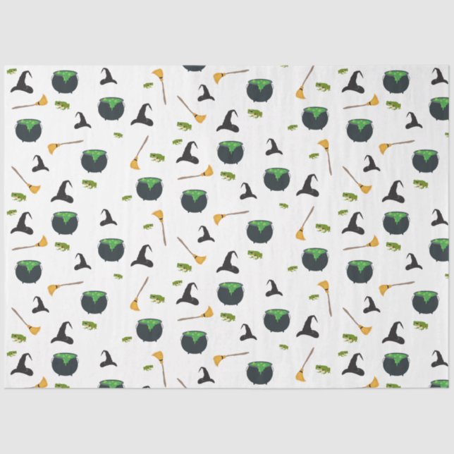 Papel De Seda Patrón de Halloween de Broom Caldron (Anverso)