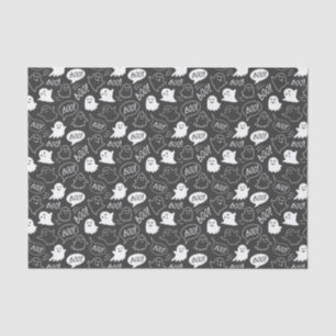Papel De Seda Patrón de Halloween de Doodle Cute de B&W