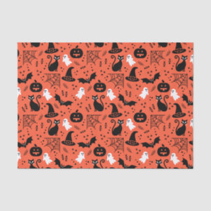 Papel De Seda Patrón de Halloween de la calabaza de Naranja suav