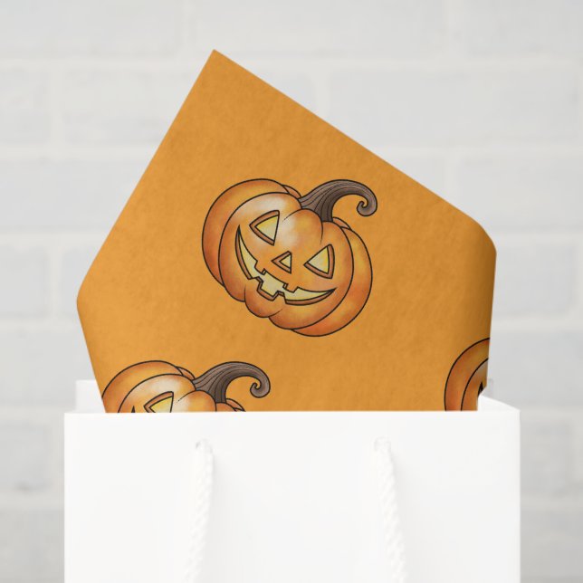 Papel De Seda Patrón De Halloween De La Calabaza De Personalizad (Bolsa de regalo)