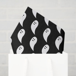Papel De Seda Patrón de Halloween fantasma negro blanco lindo