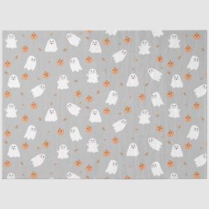 Papel De Seda Patrón de Halloween Ghost y Gris de calabaza