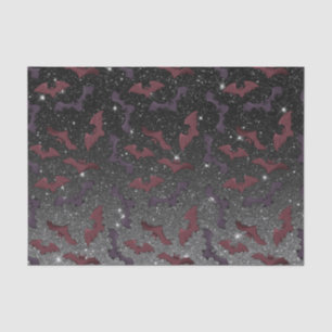 Papel De Seda Patrón de Halloween Murciélagos Negros Brillantes 