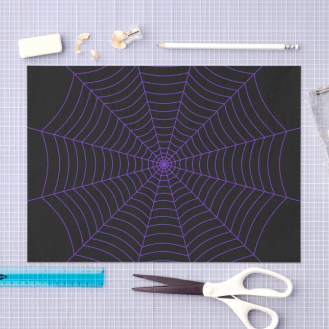 Papel De Seda Patrón de Halloween púrpura negro de tela araña (Artesanía)