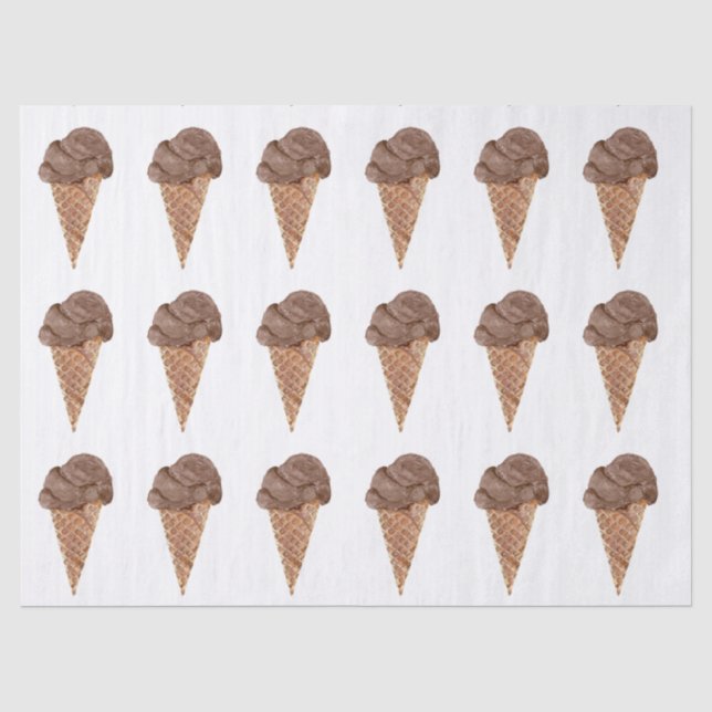 Papel De Seda Patrón de helado de chocolate acuarela (Anverso)