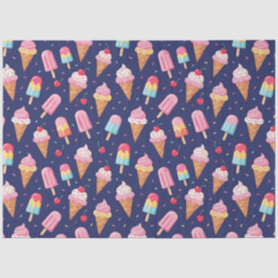 Papel De Seda Patrón de helado, paletas y cerezas