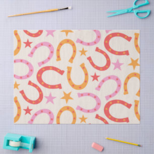Papel De Seda Patrón de herraduras retro con estrellas en naranj
