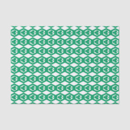 Papel De Seda Patrón de Hexágono Blanco Verde Trébol