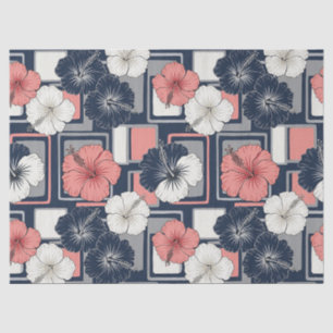 Papel De Seda Patrón de Hibisco Tropical Costero (4)