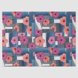 Papel De Seda Patrón de Hibisco Tropical Costero (9)