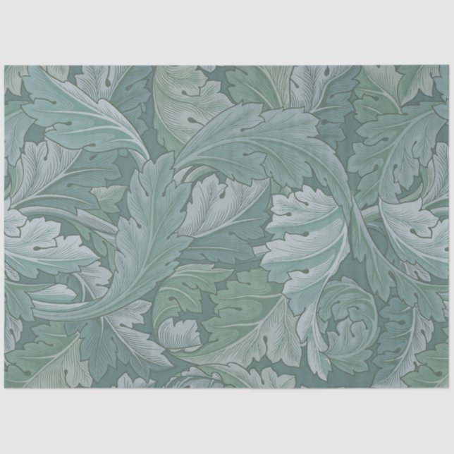 Papel De Seda Patrón de hoja de acanto azul turquesa de William  (Anverso)