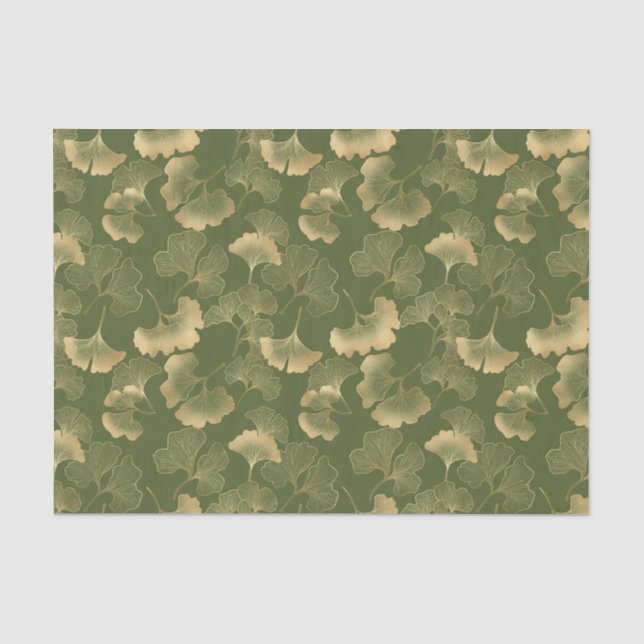 Papel De Seda Patrón de hoja de oro moderno (Anverso)