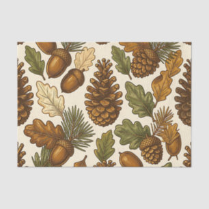Papel De Seda Patrón de hoja de roble piña bellota de otoño