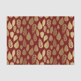 Papel De Seda Patrón de hoja dorada y roja