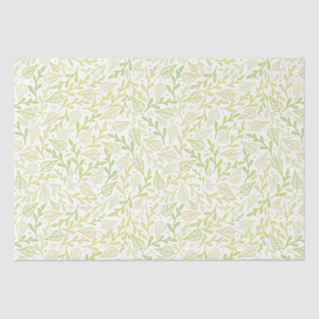 Papel De Seda Patrón de hoja natural de primavera verde (Anverso)