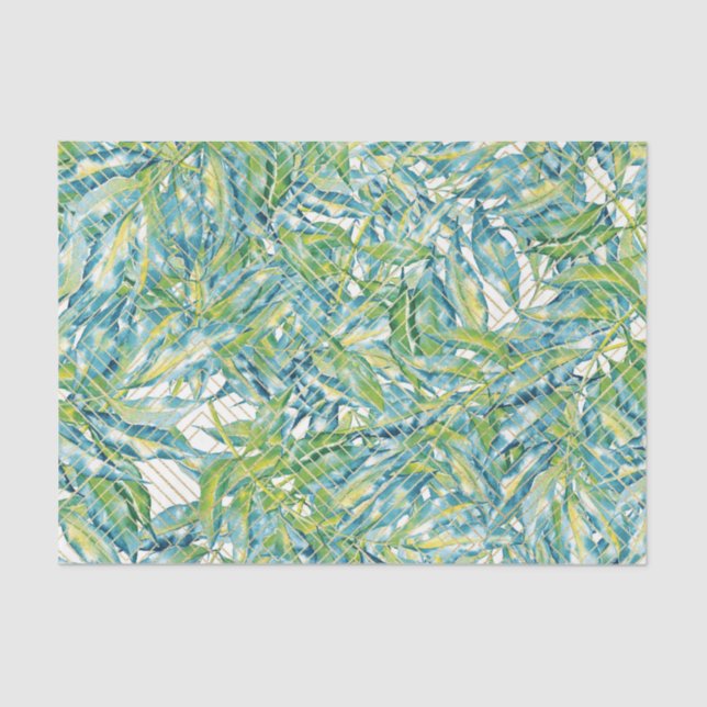 Papel De Seda Patrón de hoja verde 12 (Anverso)