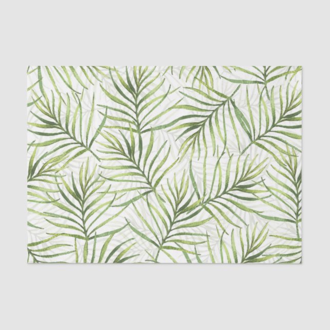 Papel De Seda Patrón de hoja verde 15 (Anverso)