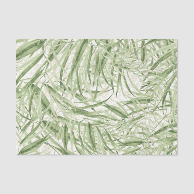 Papel De Seda Patrón de hoja verde 16 (Anverso)