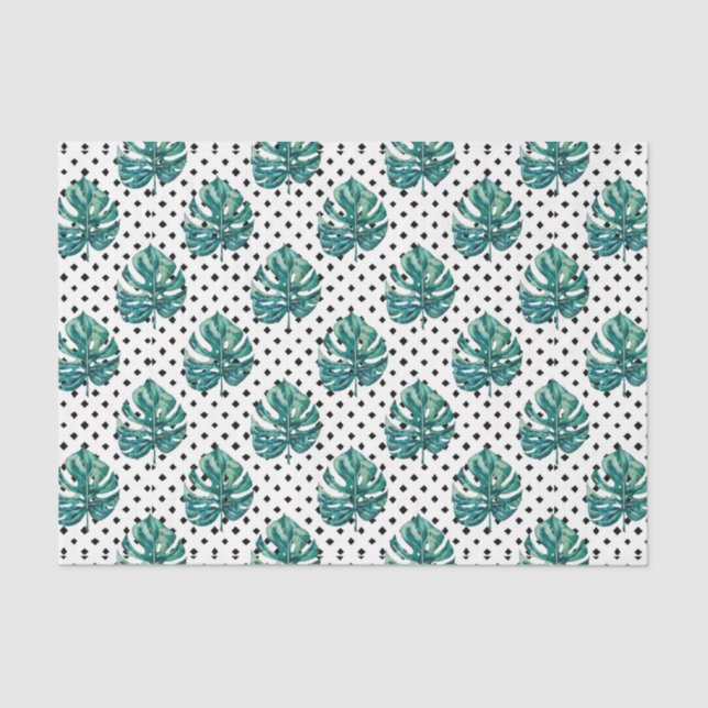 Papel De Seda Patrón de hoja verde 18 (Anverso)