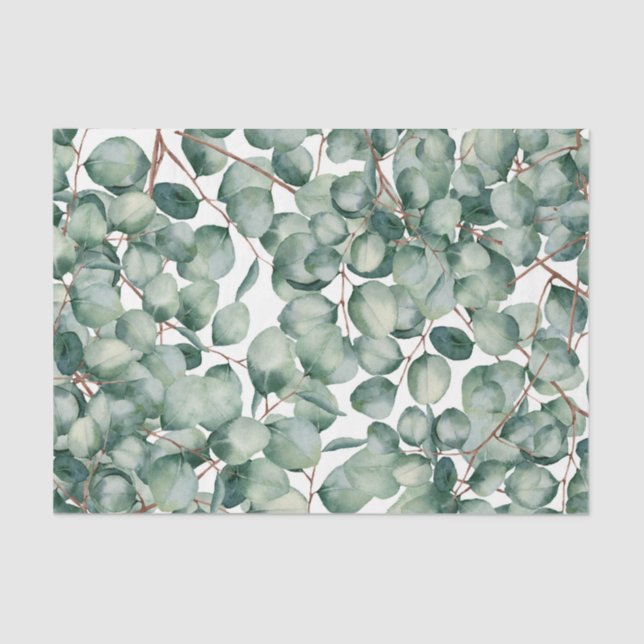 Papel De Seda Patrón de hoja verde 20 (Anverso)