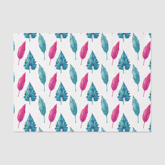 Papel De Seda Patrón de hoja verde 21 (Anverso)