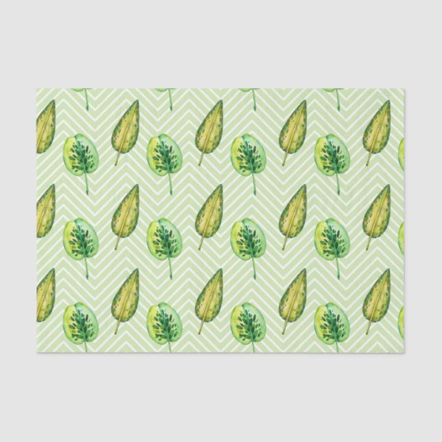 Papel De Seda Patrón de hoja verde 22 (Anverso)
