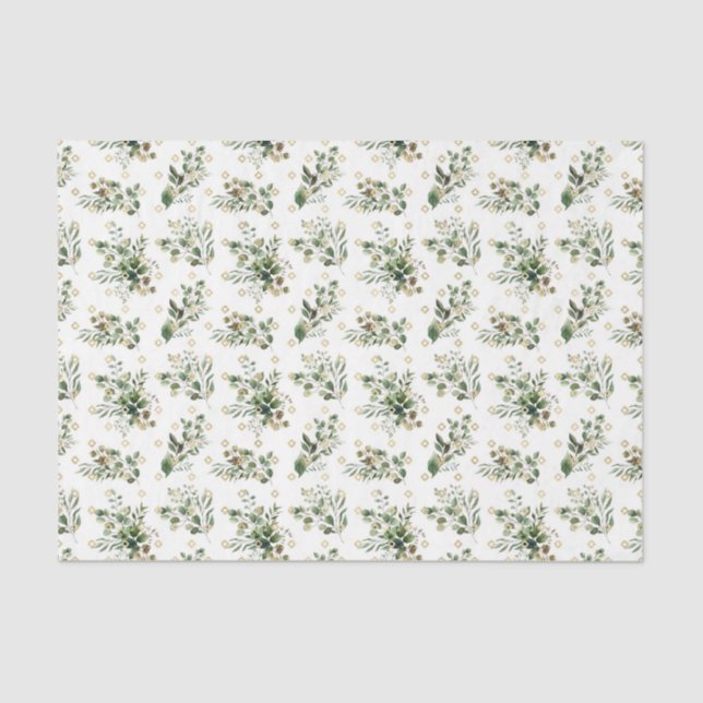 Papel De Seda Patrón de hoja verde 23 (Anverso)