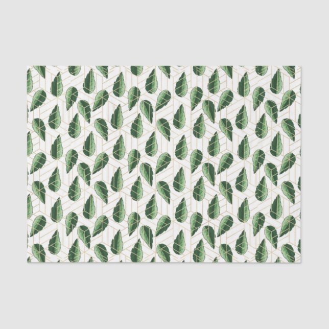 Papel De Seda Patrón de hoja verde 24 (Anverso)