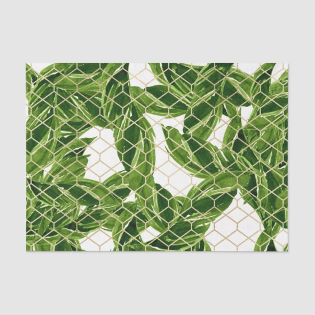 Papel De Seda Patrón de hoja verde 3 (Anverso)