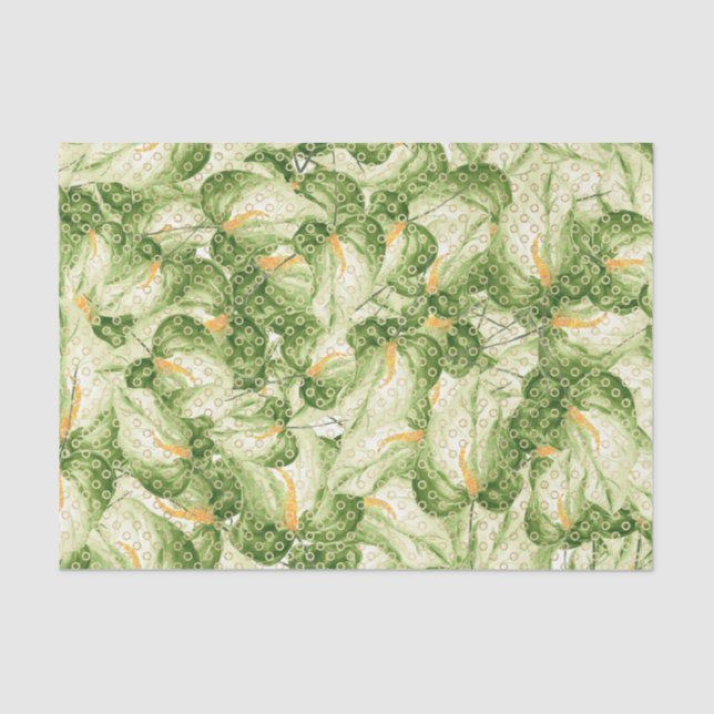 Papel De Seda Patrón de hoja verde 6 (Anverso)