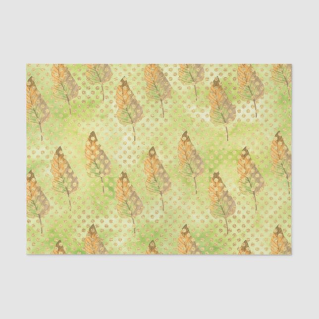 Papel De Seda Patrón de hoja verde 9 (Anverso)