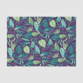 Papel De Seda Patrón de hojas botánicas profundas y verdes