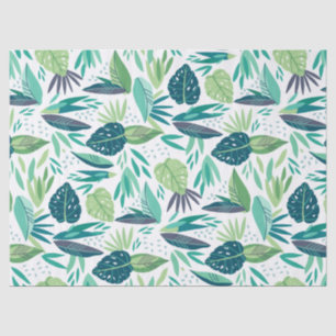 Papel De Seda Patrón de hojas botánicas verdes