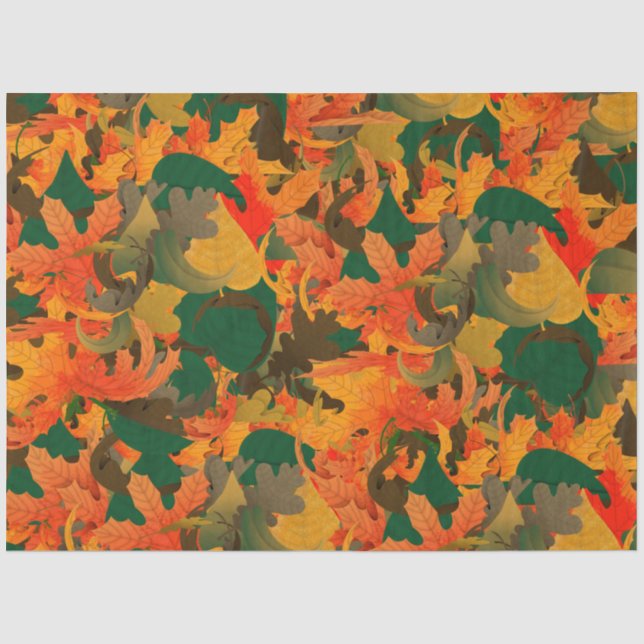 Papel De Seda Patrón de Hojas Caídas para Otoño (Anverso)