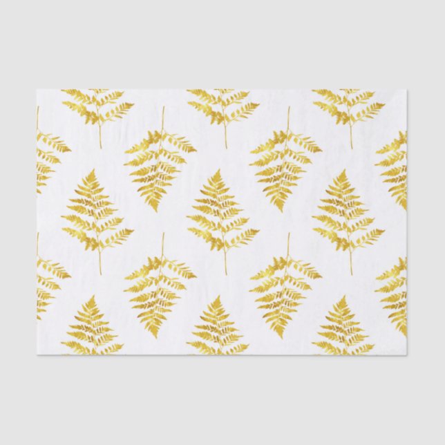 Papel De Seda Patrón de hojas de helado de oro (Anverso)