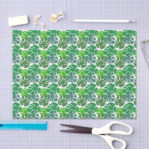 Papel De Seda Patrón de hojas de Monstera botánico tropical verd