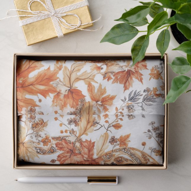Papel De Seda Patrón de hojas de otoño (Regalo )