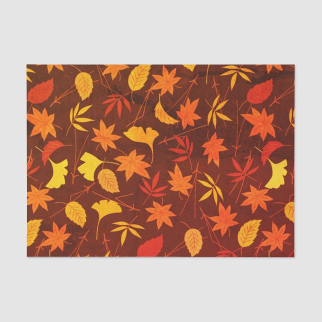 Papel De Seda Patrón de hojas de otoño (Anverso)