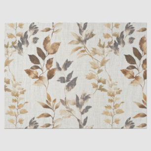 Papel De Seda Patrón de hojas de otoño rústico cálido en marrón