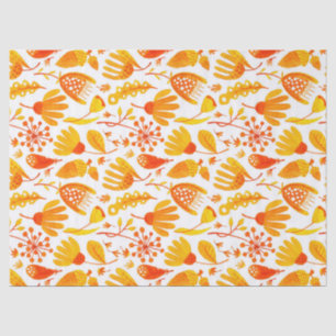 Papel De Seda Patrón de hojas de otoño y follaje amarillo dorado