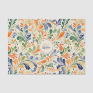 Papel De Seda Patrón de hojas de paisley coloridas de inspiració