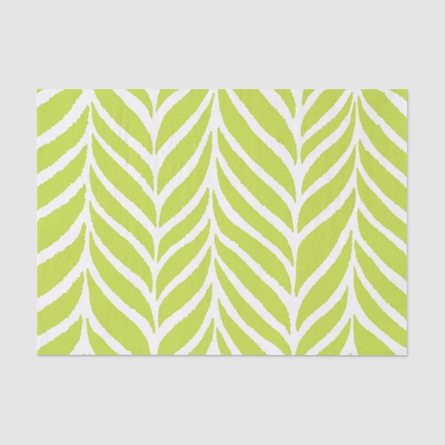 Papel De Seda Patrón de hojas de palma Chartreuse Verde (Anverso)