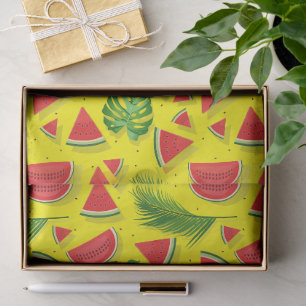 Papel De Seda Patrón de hojas de palma tropicales y rodajas de s