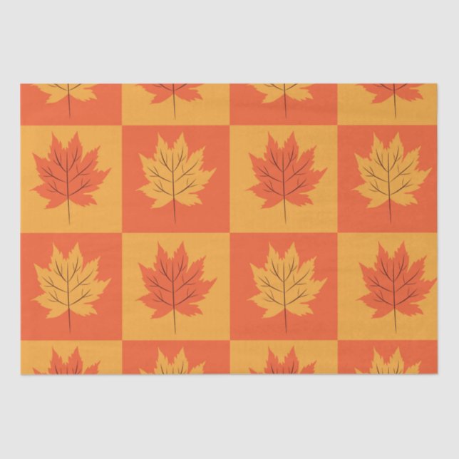 Papel De Seda Patrón de hojas otoñales del Naranja de arce contr (Anverso)