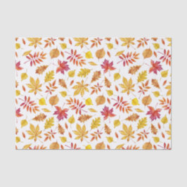 Papel De Seda Patrón de hojas otoñales rusticas de acuarela