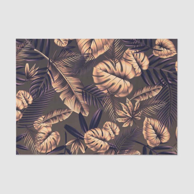 Papel De Seda Patrón de hojas tropicales (Anverso)