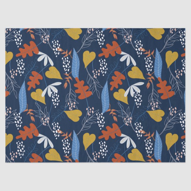 Papel De Seda Patrón de hojas tropicales coloridas (Anverso)