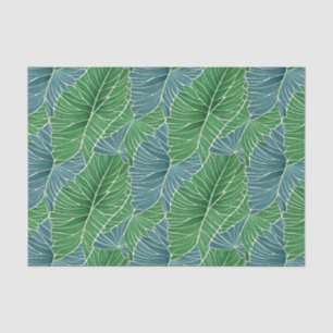 Papel De Seda Patrón de hojas tropicales Verde azuladas verdes d